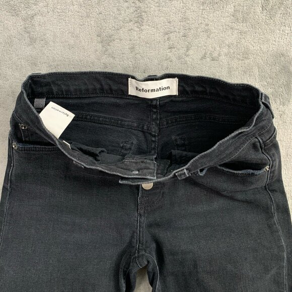 Reformation Jeans Women 26x27” Argentine Black Skinny Raw Hem Stretch Button Fly - Picture 9 of 16
